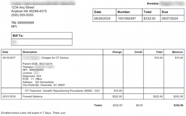 Review an Invoice with Billing Details/Superbill (Fusion)
